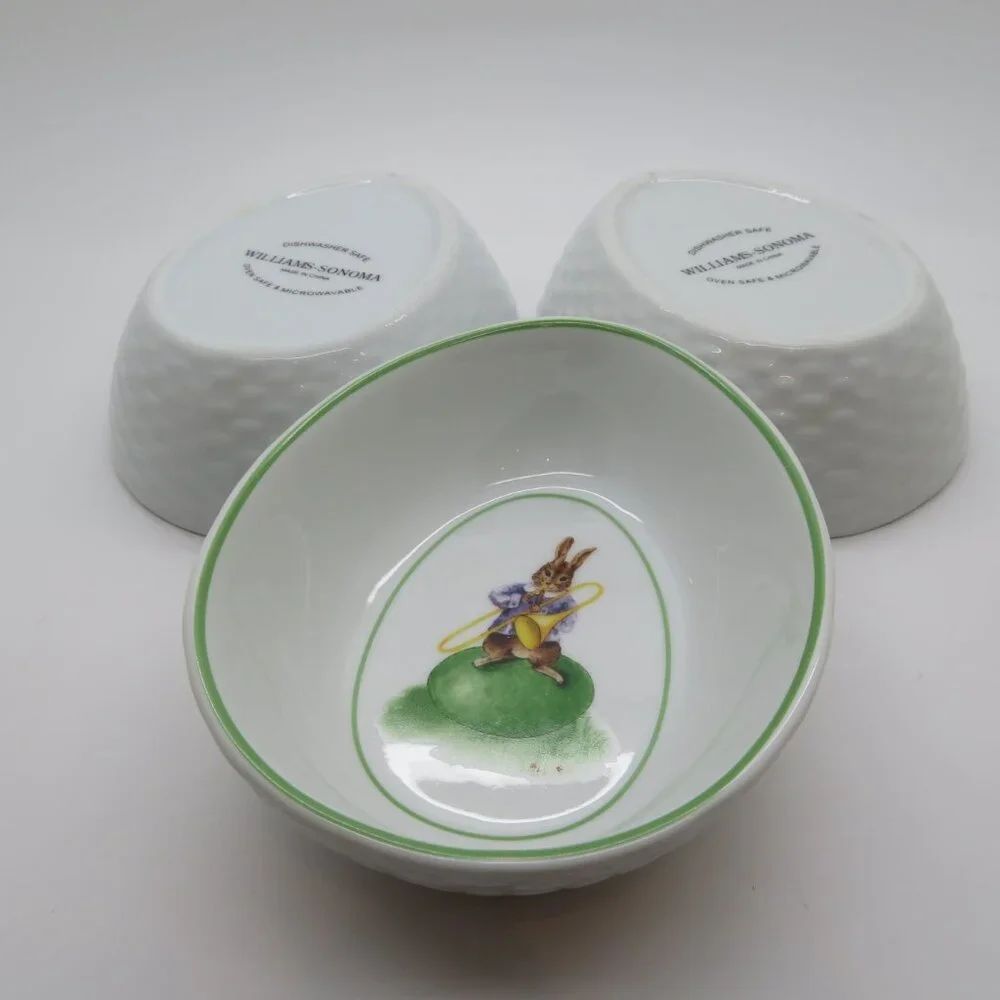 Williams Sonoma Bunny Rabbit Ceramic Ramekins Set of 3